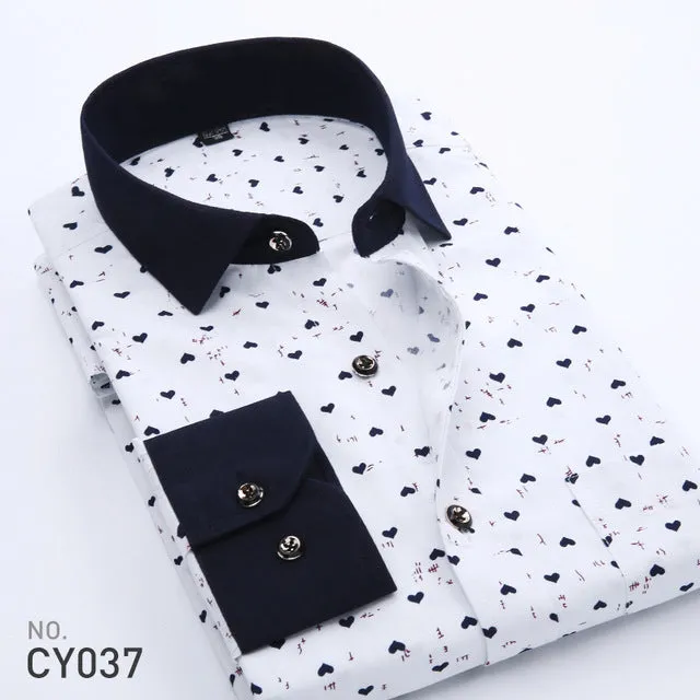 2017 Spring Floral Print Men Shirts Long Sleeve Mens Casual Shirt Slim Men Flower Printing Dress Shirts camisa masculina