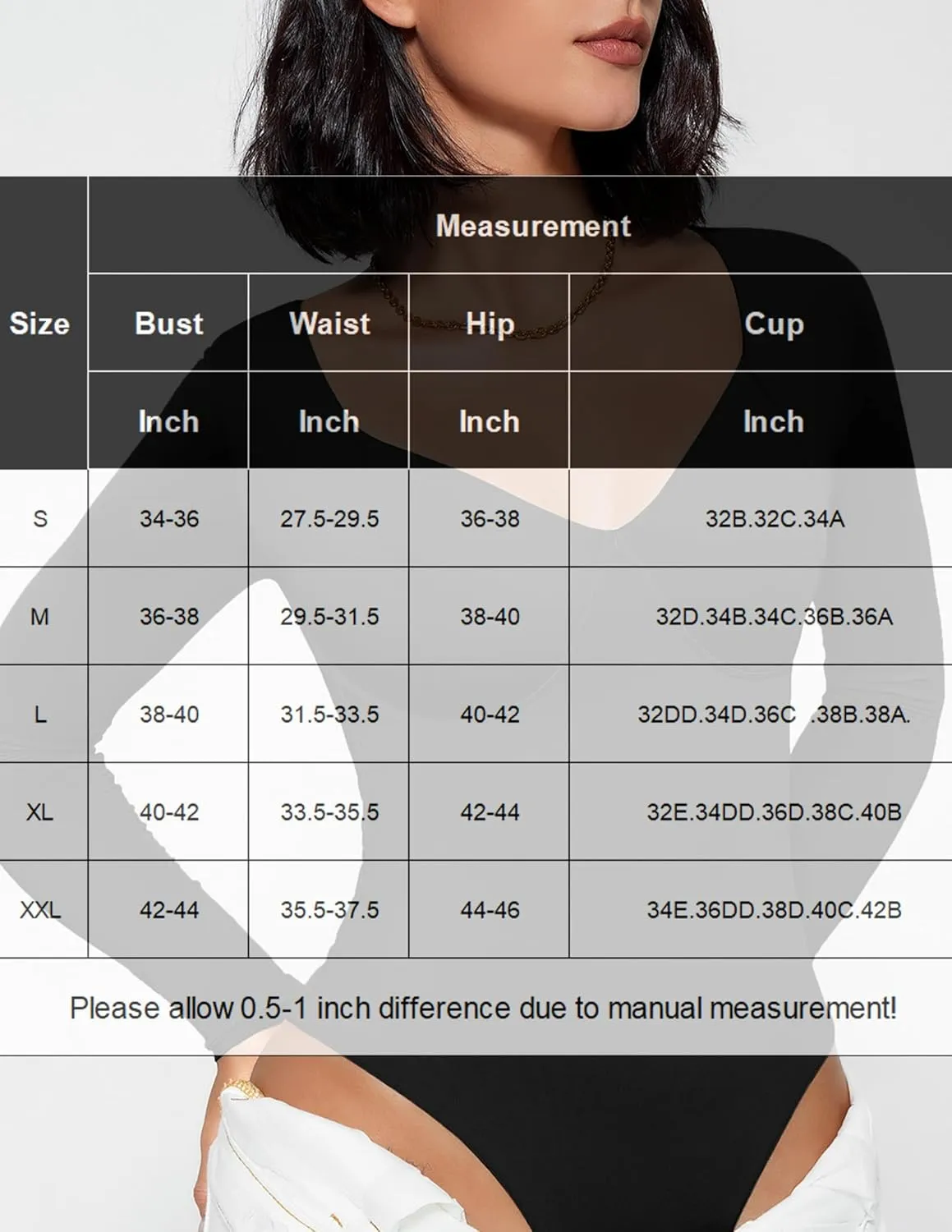 Avidlove Bodysuit for Women Long Sleeve Double Lined Tank Top V Neck Bodysuit Tummy Control Shapewear
