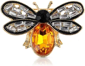 Bee Brooches and Pins for Women, Small Rhinestone Vintage Brooches Safety Bee Jewelry Lapel Pins Temperament Easter Insect Brooch Stylish Colorful Crystal Cartoon Animals Accessories Gifts (Gold)