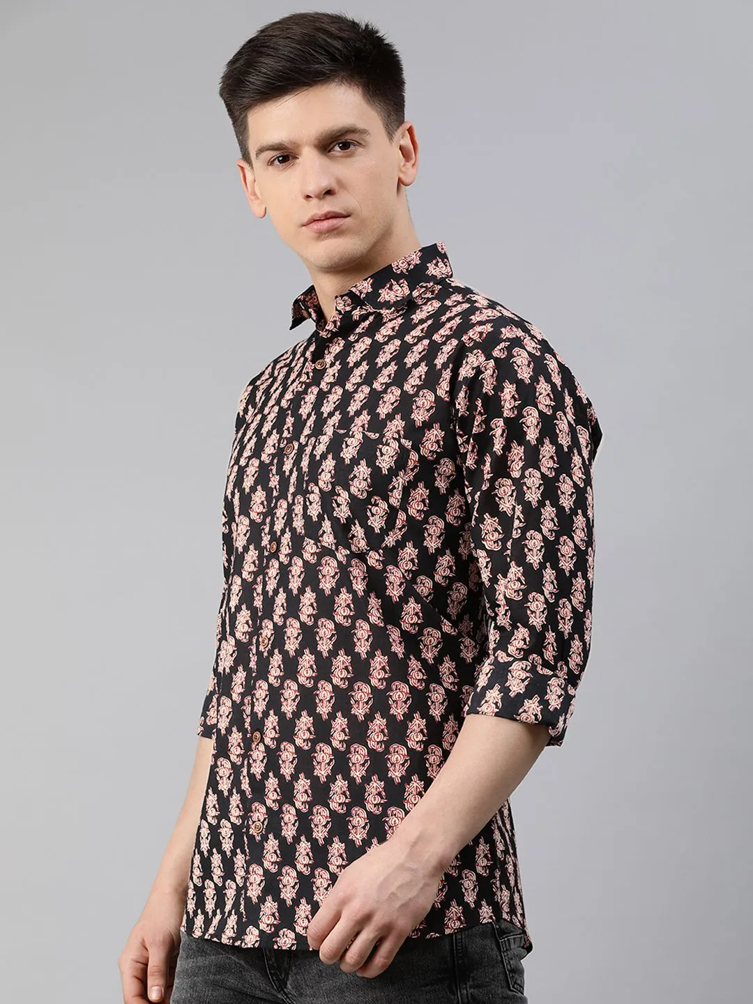 Black Cotton Full Sleeves Shirts For Men-Mmf020