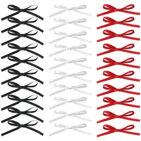 Bow Hair Clips, Long Tail Ribbon Hair Clips for Women, Black White Red Satin Hair Bow Tassel Barrettes, Bowknot Accessories for Girls Teens Kids (30PCS)