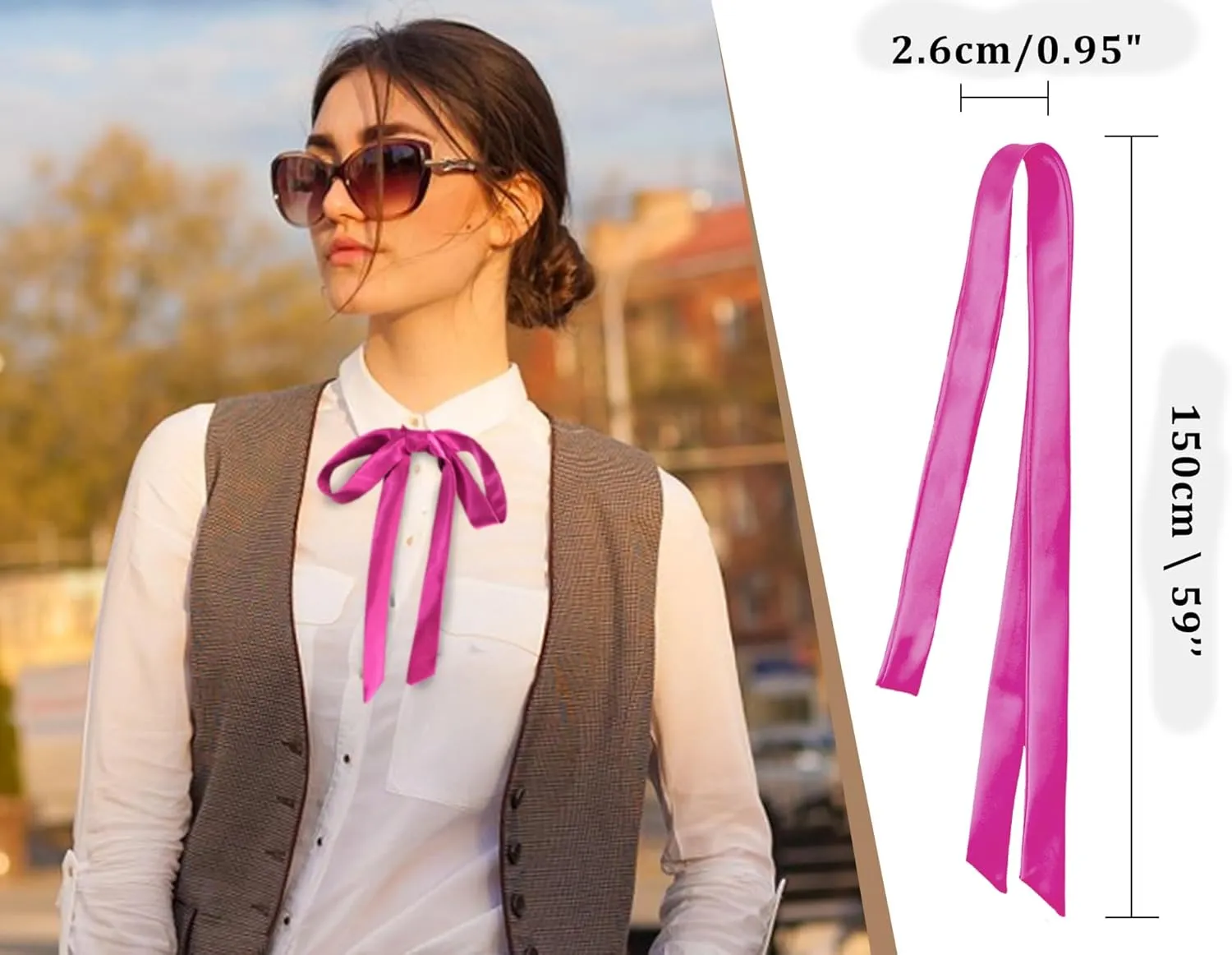 Bow Ties for Women Self Tie Satin Ribbon Bow Ties for Uniform Cosplay Womens Accessory