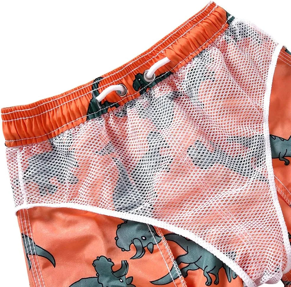 Boys Swim Trunks, Quick Dry Beach Swim Shorts Little Boys Bathing Suit Swimsuit with Mesh Lining, 3-14 Years
