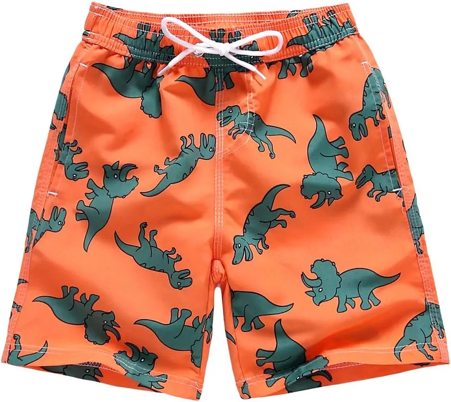 Boys Swim Trunks, Quick Dry Beach Swim Shorts Little Boys Bathing Suit Swimsuit with Mesh Lining, 3-14 Years