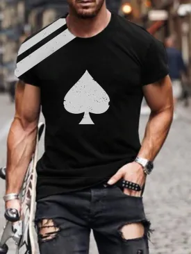 Casual Fashion Poker Print Short Sleeve T-Shirt