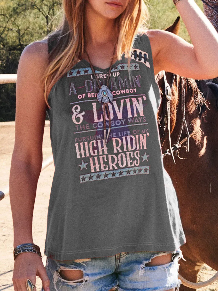 Casual Letter Printed Sleeveless T-Shirt