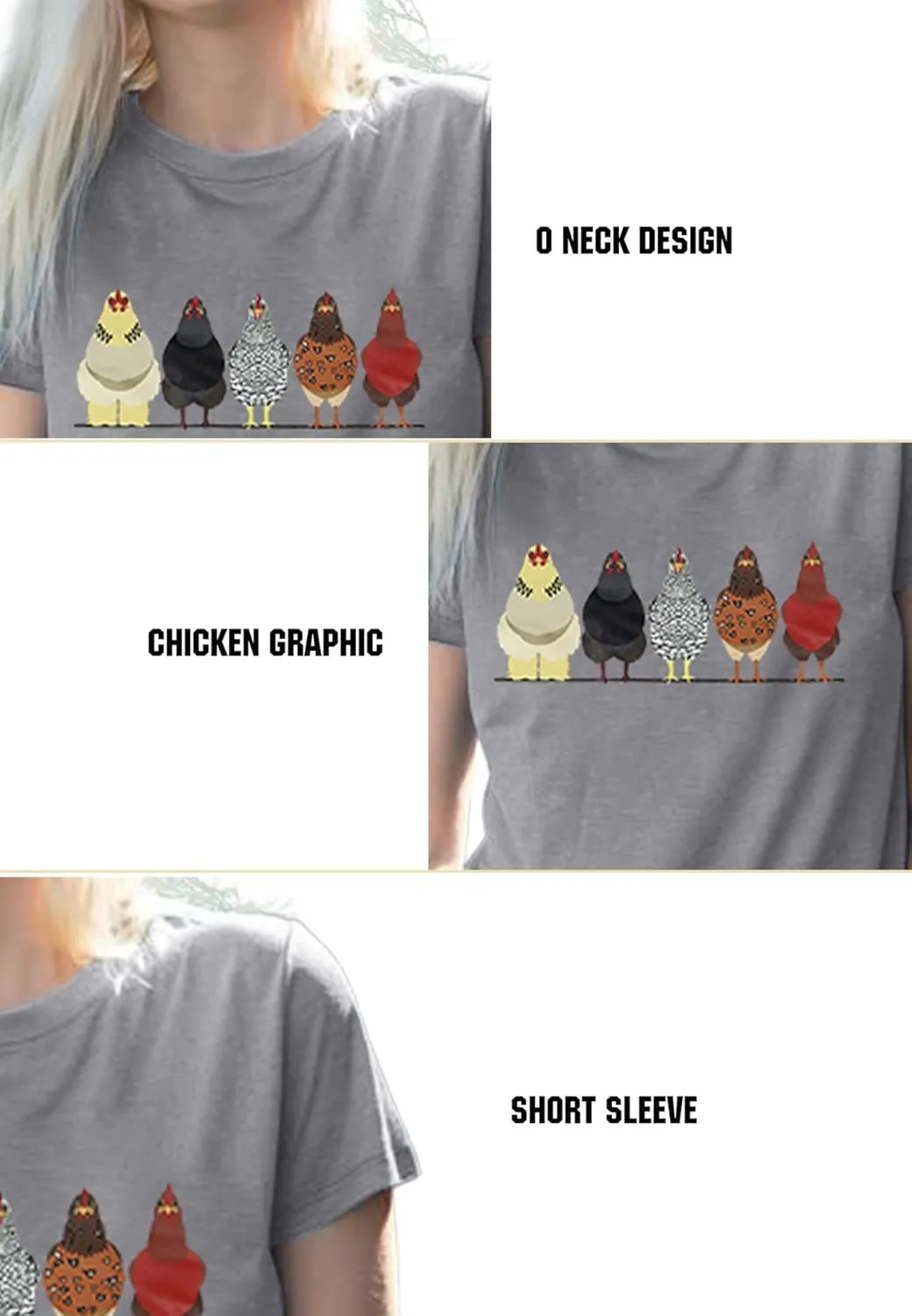 Chicken Tshirt Mom Cute T Shirts Womens Short Sleeves Farm Country Casual Tee Tops