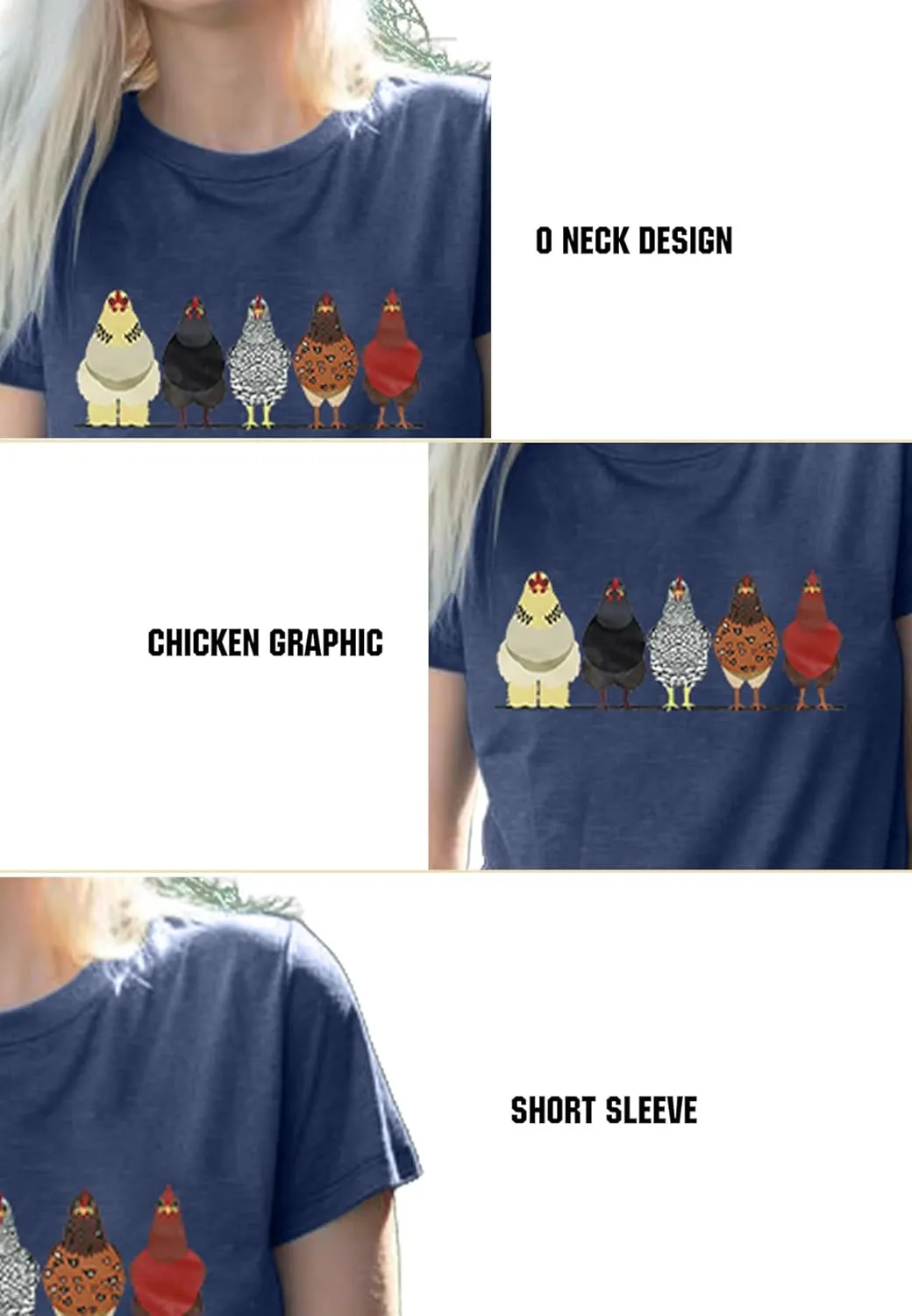 Chicken Tshirt Mom Cute T Shirts Womens Short Sleeves Farm Country Casual Tee Tops