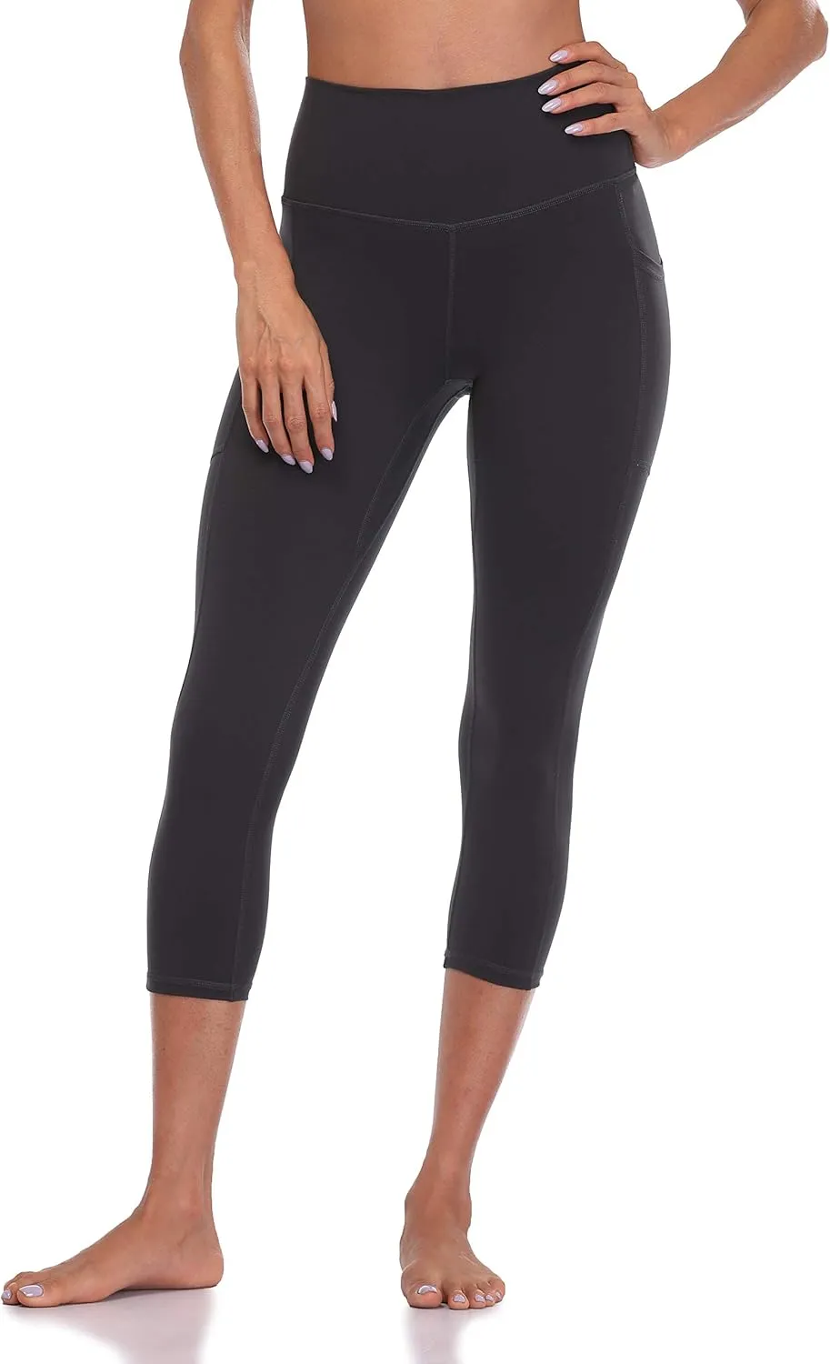 Colorfulkoala Women's High Waisted Yoga Capris 21" Inseam Leggings with Pockets