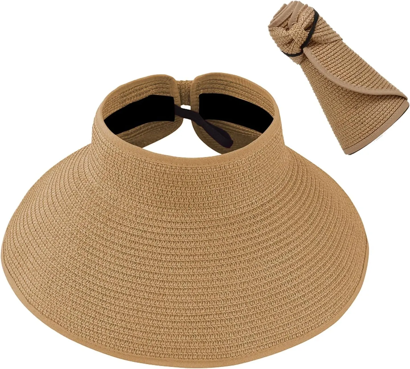 DOOVID Womens Summer Straw Hats Wide Brim Sun Hat UV Protection Visor Foldable Beach Hat for Women