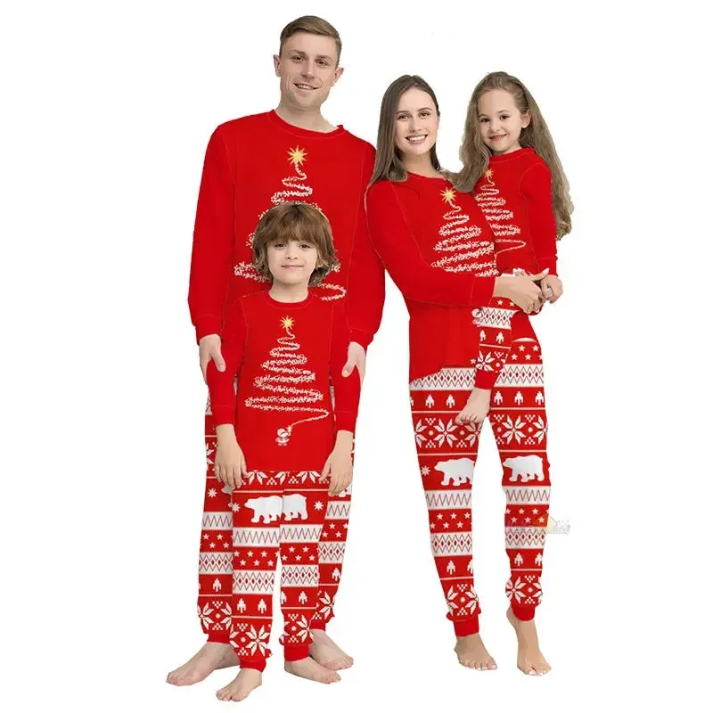 Family Matching Christmas Pajamas Set 2024 Xmas Father Mother Daughter Family Look Clothes Adult Kids Sleepwear Pyjamas Outfits