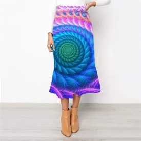 Geometric Skirts Women Psychedelic High waist skirts Vortex Rock Frauen Color Skirt Ladies