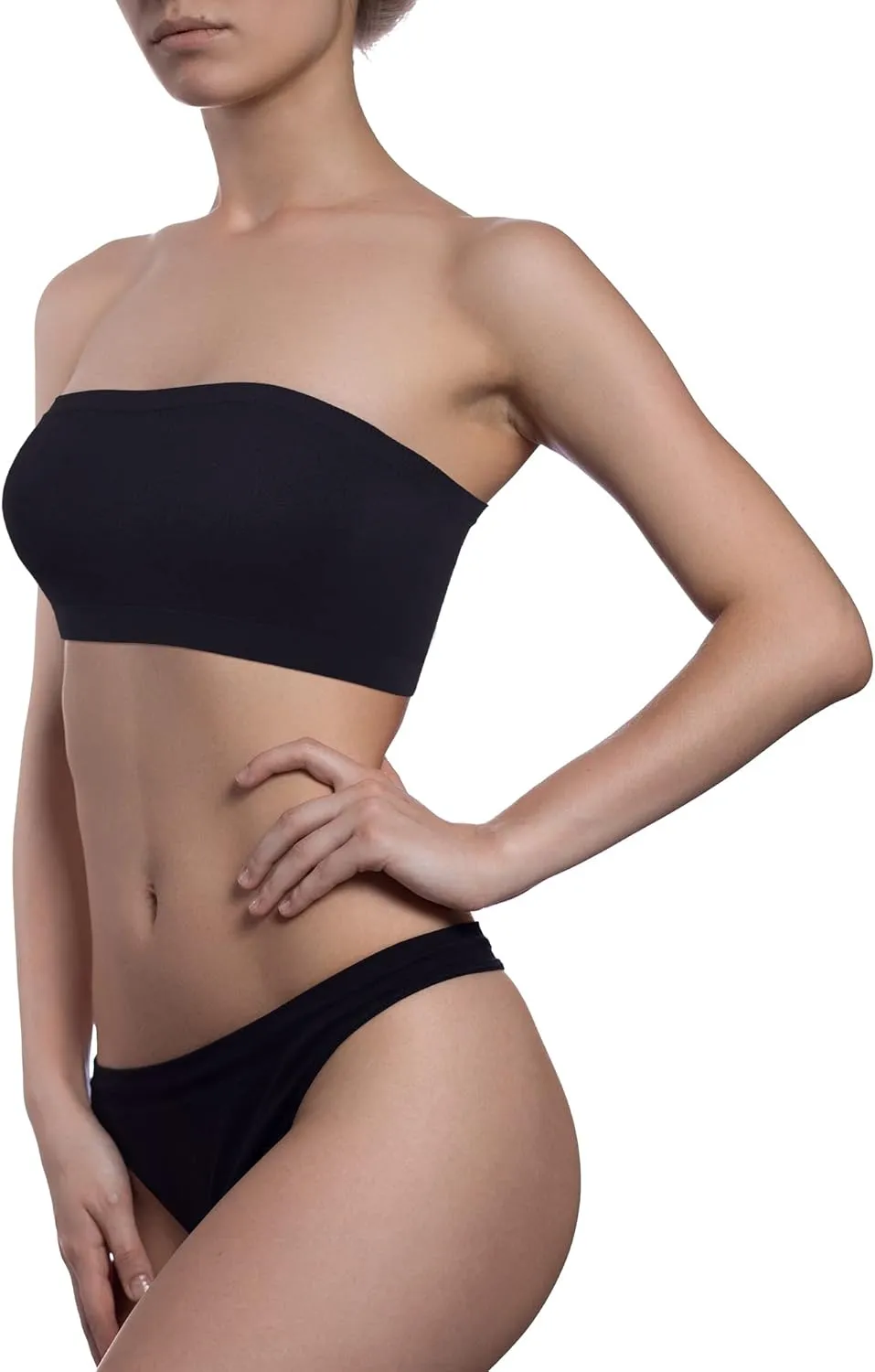 Geyoga 4 Pieces Strapless Bandeau Bra, Seamless Bralettes Stretchy Non Padded Bandeau Tube Top Bra for Women