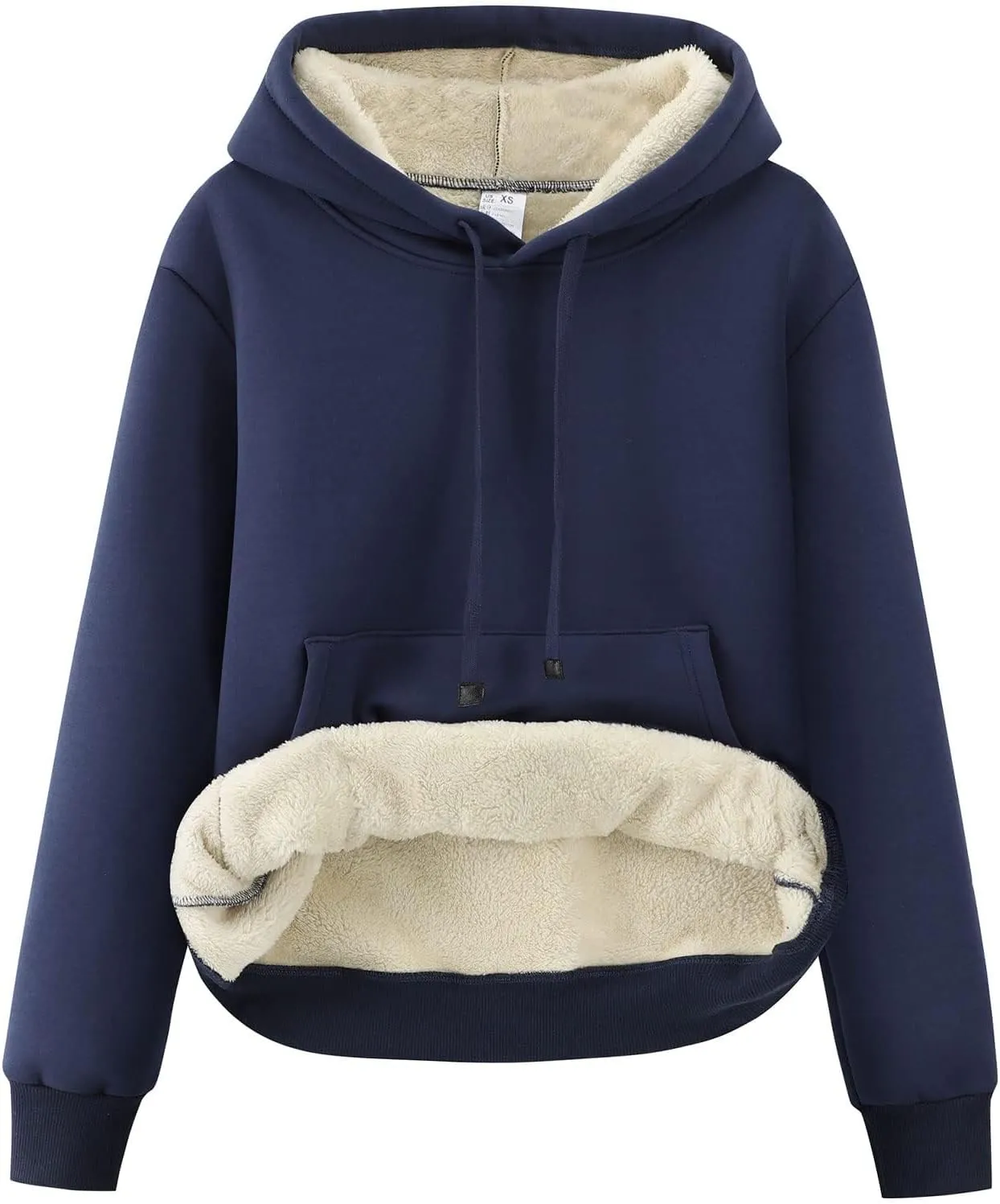 Gihuo Women's Winter Warm Hoodie Sherpa Fleece Lined Pullover Hoodie Hooded Sweatshirt Heavyweight Casual Tops