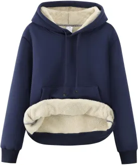 Gihuo Women's Winter Warm Hoodie Sherpa Fleece Lined Pullover Hoodie Hooded Sweatshirt Heavyweight Casual Tops Gihuo Women's Winter Warm Hoodie Sherpa Fleece Lined Pullover Hoodie Hooded Sweatshirt Heavyweight Casual Tops