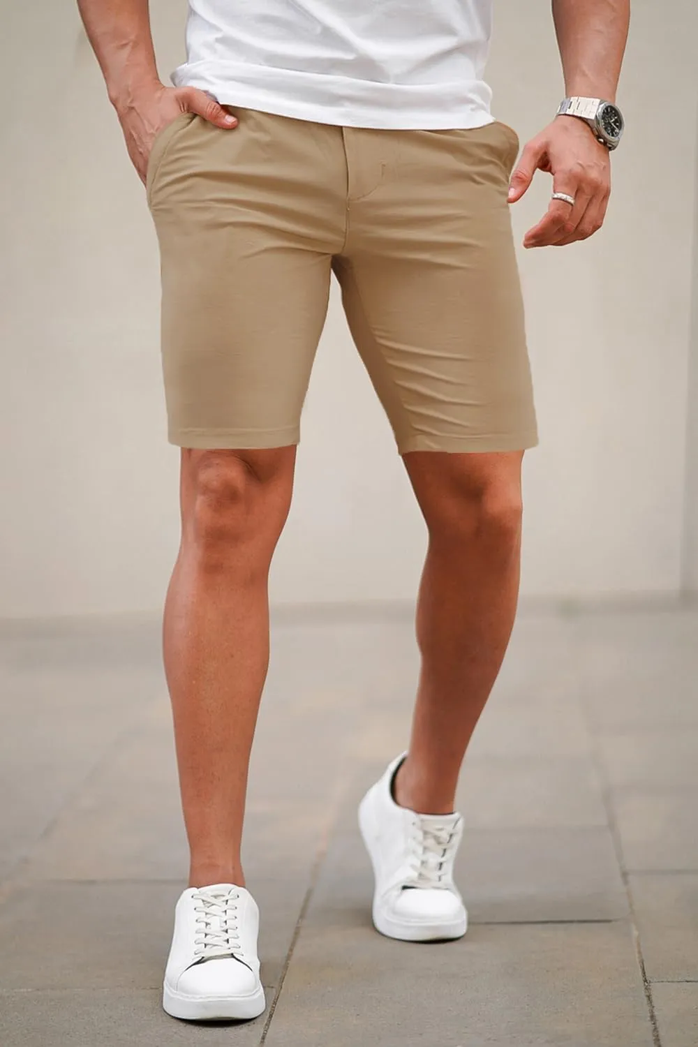 GINGTTO Mens Slim Fit Shorts 9" Inseam Stretch Chino Shorts