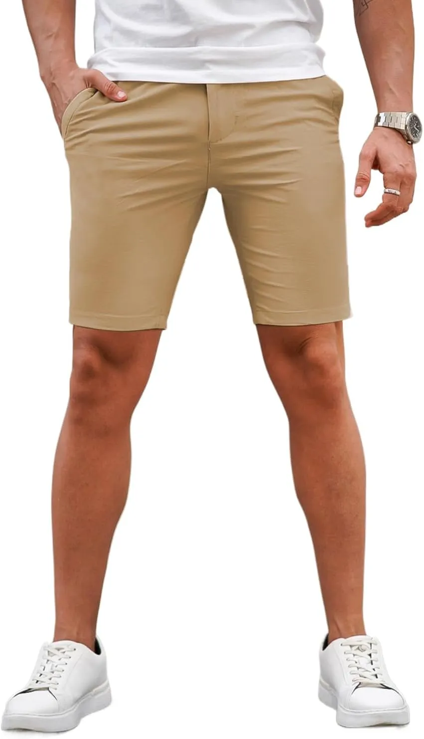 GINGTTO Mens Slim Fit Shorts 9" Inseam Stretch Chino Shorts