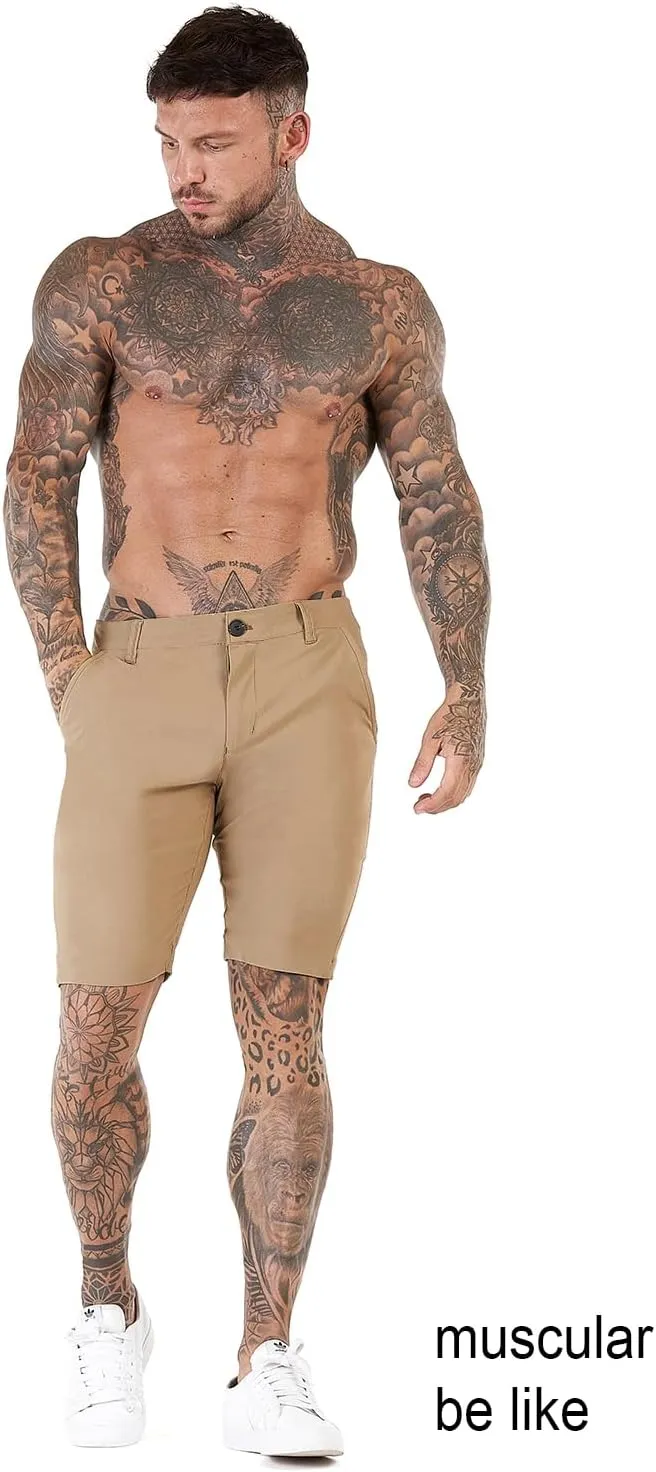 GINGTTO Mens Slim Fit Shorts 9" Inseam Stretch Chino Shorts