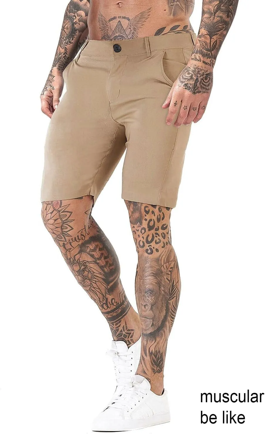 GINGTTO Mens Slim Fit Shorts 9" Inseam Stretch Chino Shorts