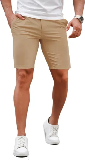 GINGTTO Mens Slim Fit Shorts 9" Inseam Stretch Chino Shorts