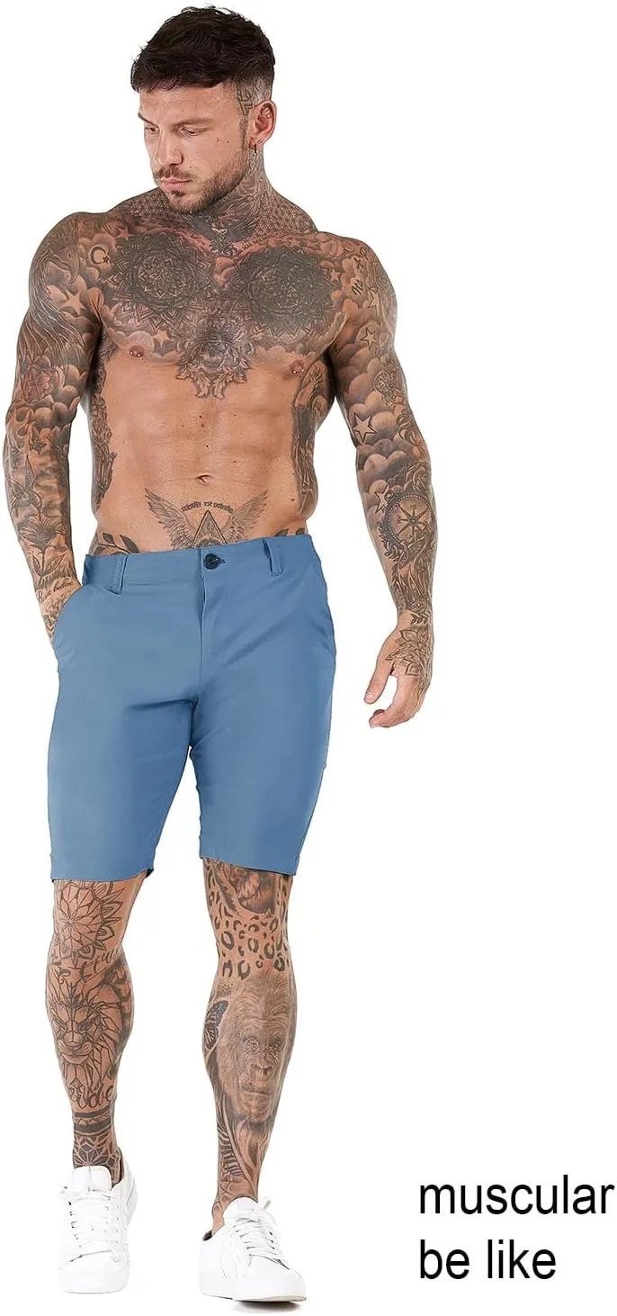 GINGTTO Mens Slim Fit Shorts 9" Inseam Stretch Chino Shorts