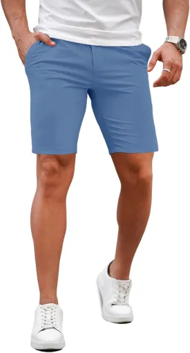 GINGTTO Mens Slim Fit Shorts 9" Inseam Stretch Chino Shorts