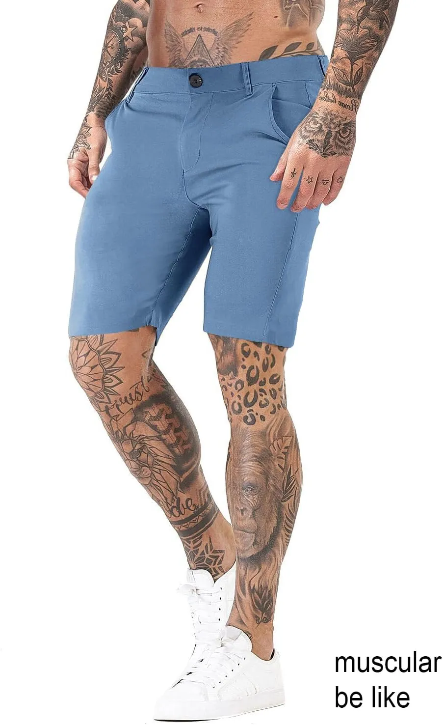 GINGTTO Mens Slim Fit Shorts 9" Inseam Stretch Chino Shorts