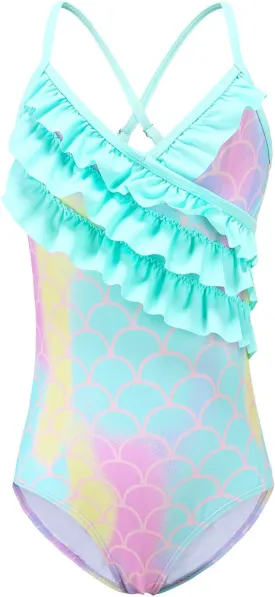 Girls One Piece Swimsuits Hawaiian Ruffle Swimwear Beach Bathing Suit