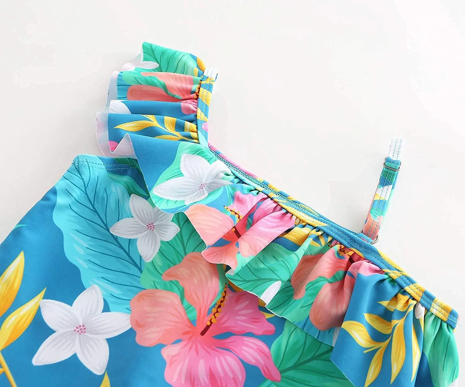 Girls Two Piece Tankini Swimsuit Hawaiian Ruffle Swimwear Bathing Suit Set