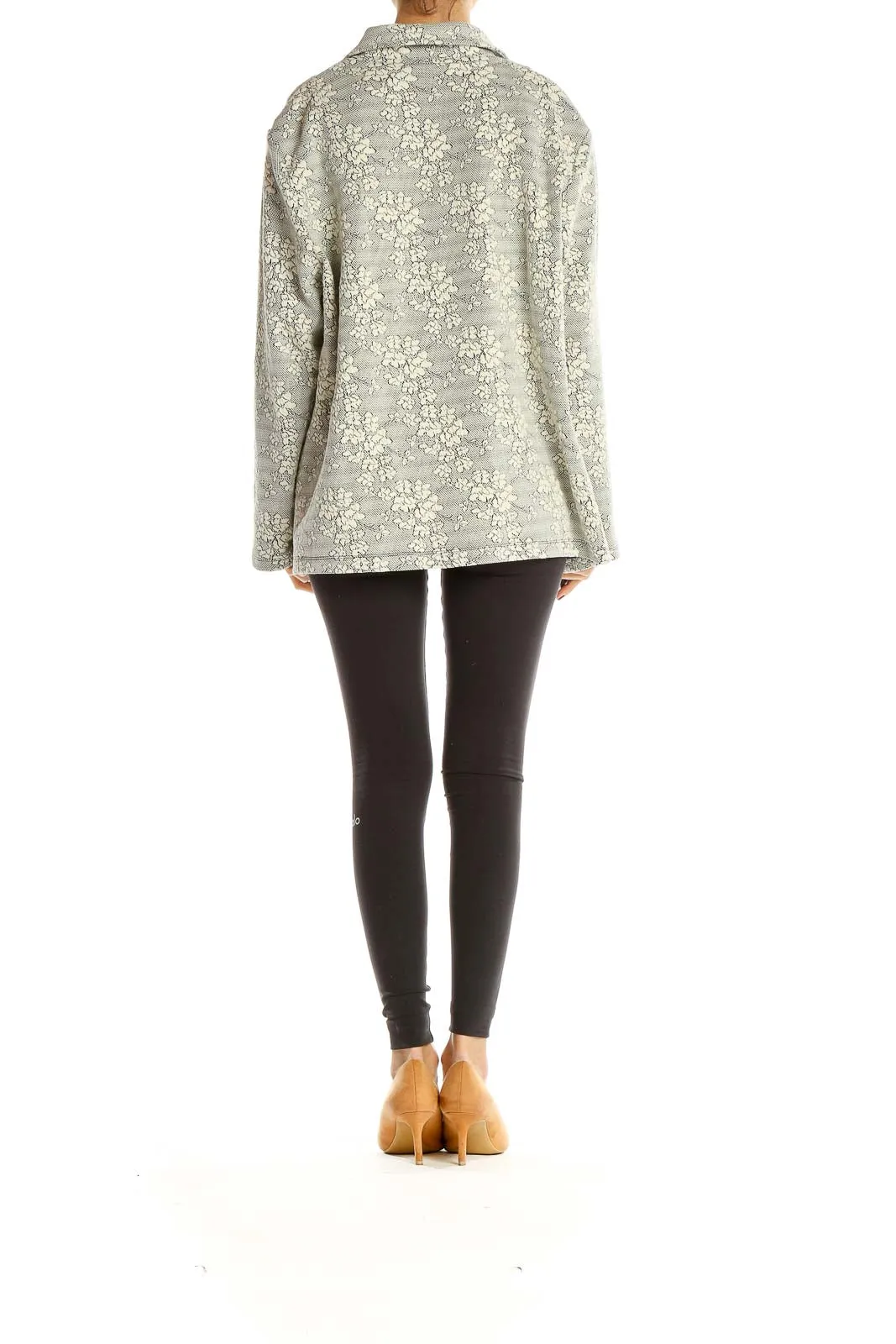 Gray Floral Lace Oversized Jacket