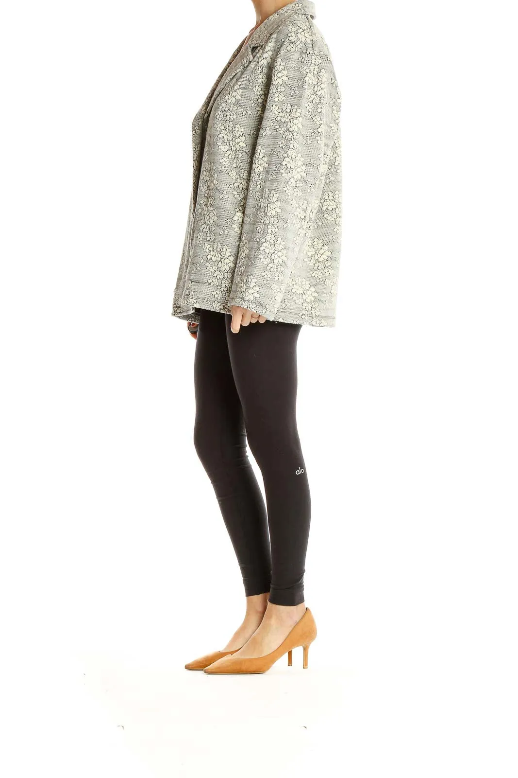 Gray Floral Lace Oversized Jacket