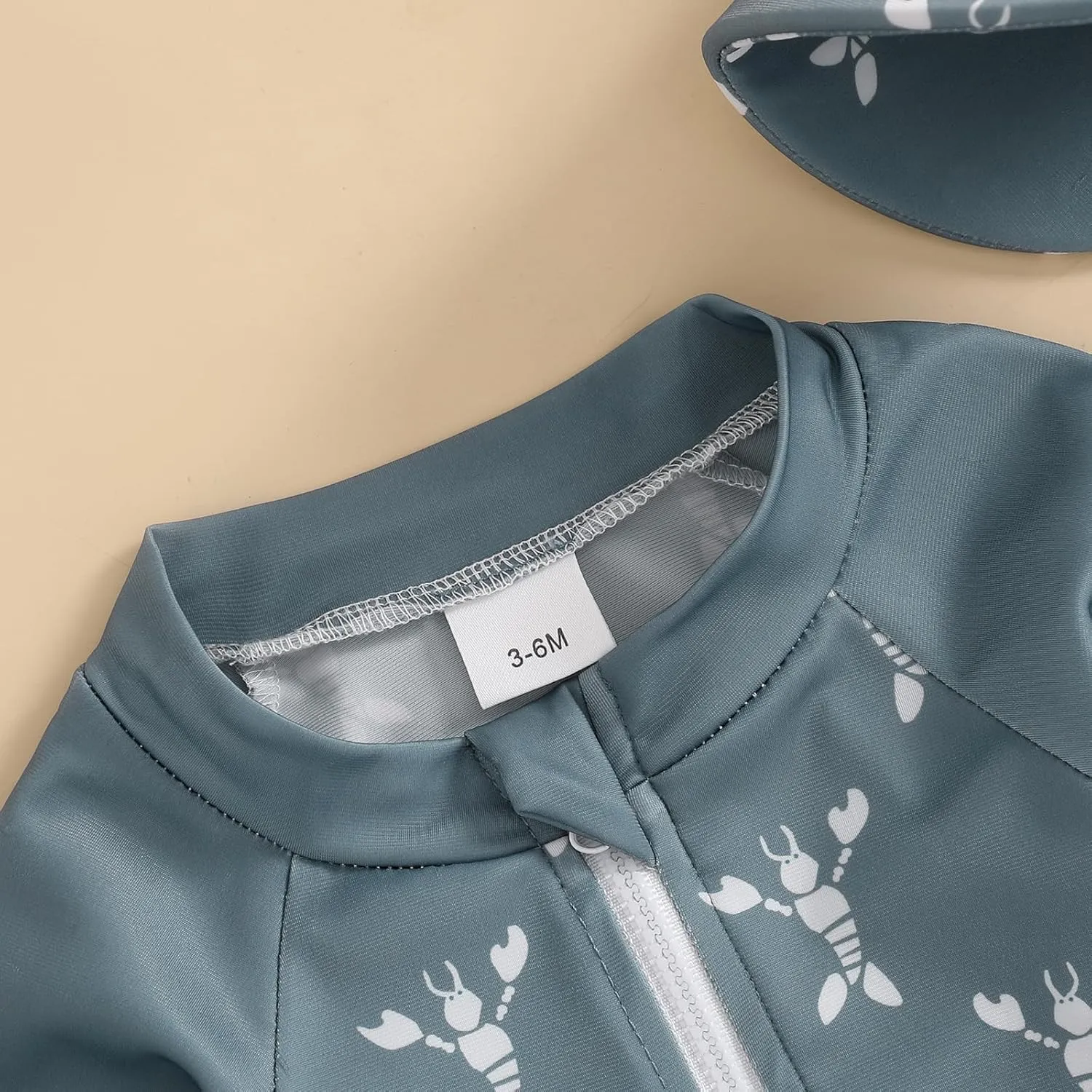 Infant Baby Girls Boys Swimsuit Zipper Rash Guard Toddler One Piece Swimwear Newborn Bathing Suit with Hat