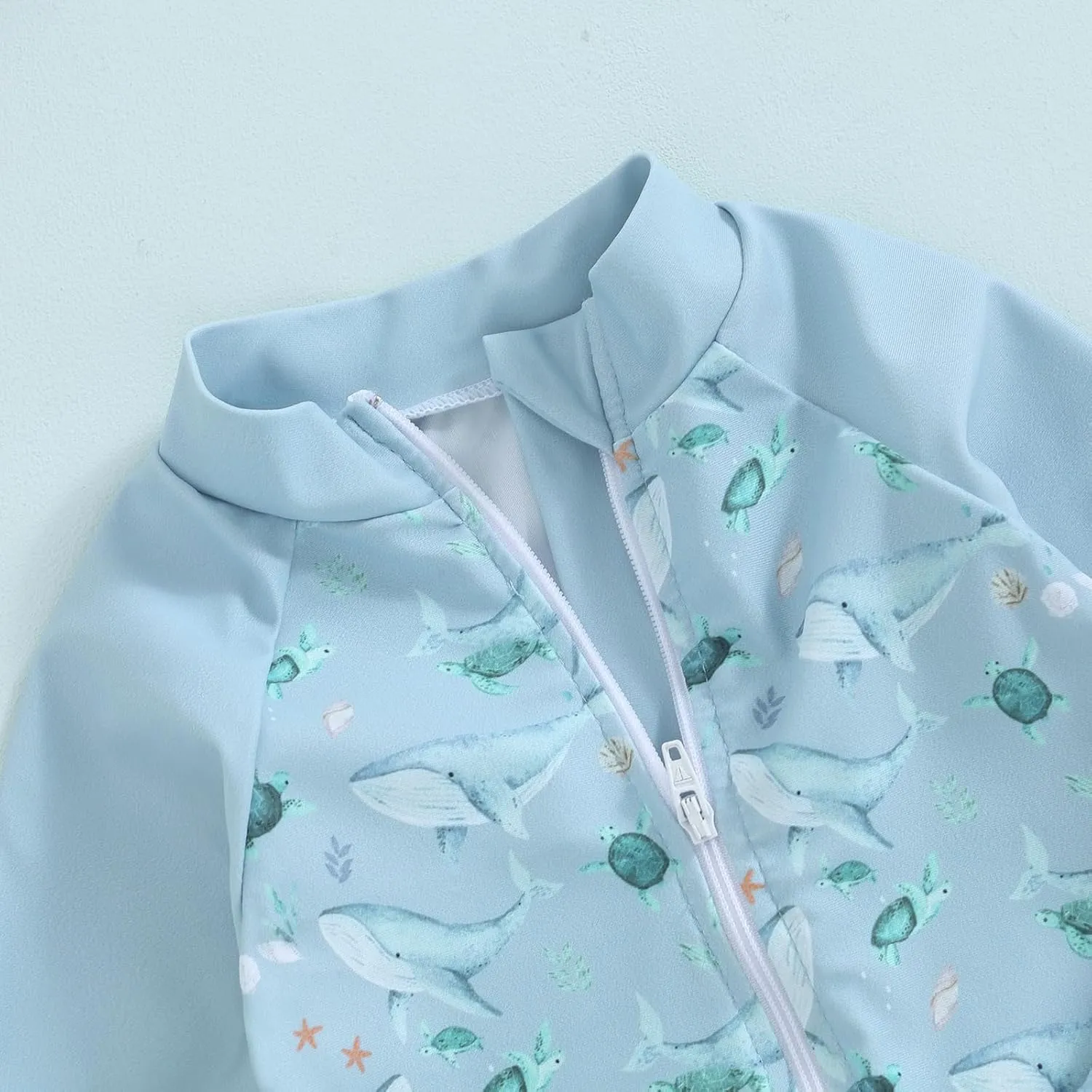 Infant Baby Girls Boys Swimsuit Zipper Rash Guard Toddler One Piece Swimwear Newborn Bathing Suit with Hat