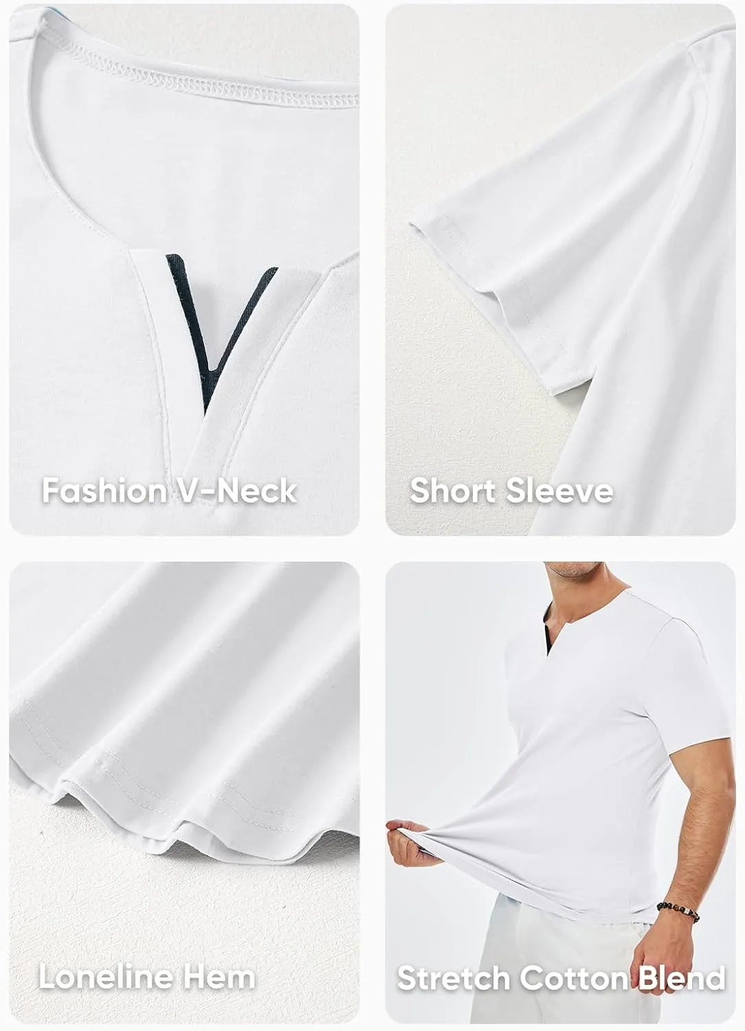 JMIERR Mens Muscle Slim T Shirts Summer V Neck Gym Shirt Casual Cotton Workout Athletic Longline Tees