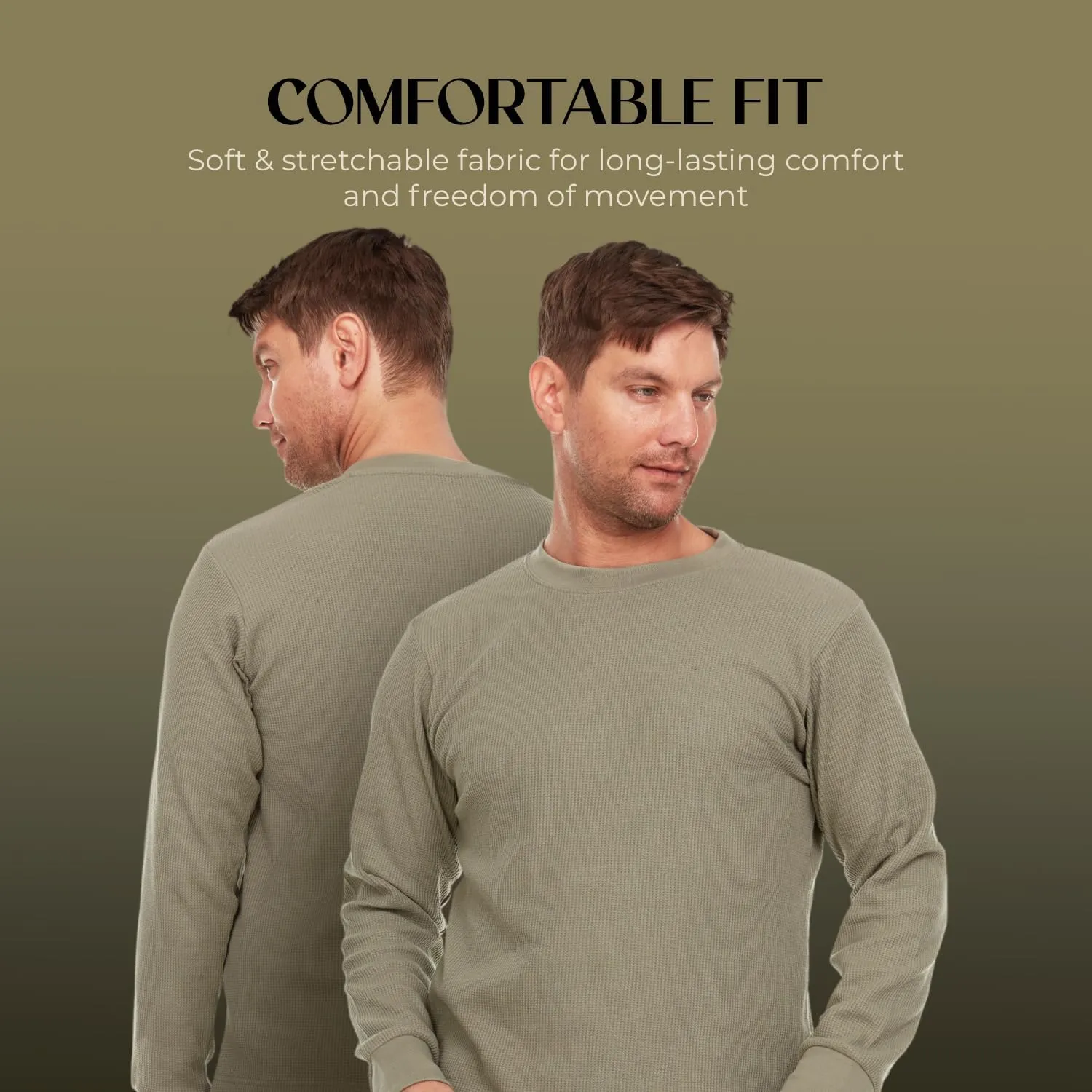 JMR Mens Heavyweight Waffle Thermal Shirt - 100% Cotton Long Sleeve - Wear as Base Layer or Standalone - Warm & Breathable