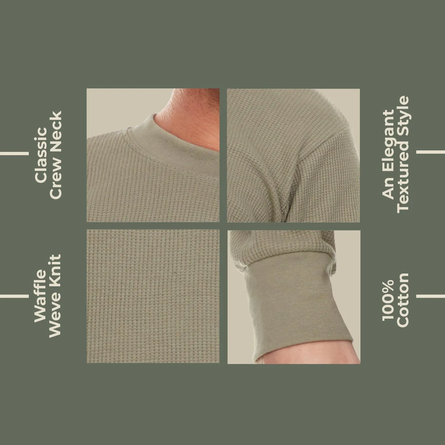 JMR Mens Heavyweight Waffle Thermal Shirt - 100% Cotton Long Sleeve - Wear as Base Layer or Standalone - Warm & Breathable