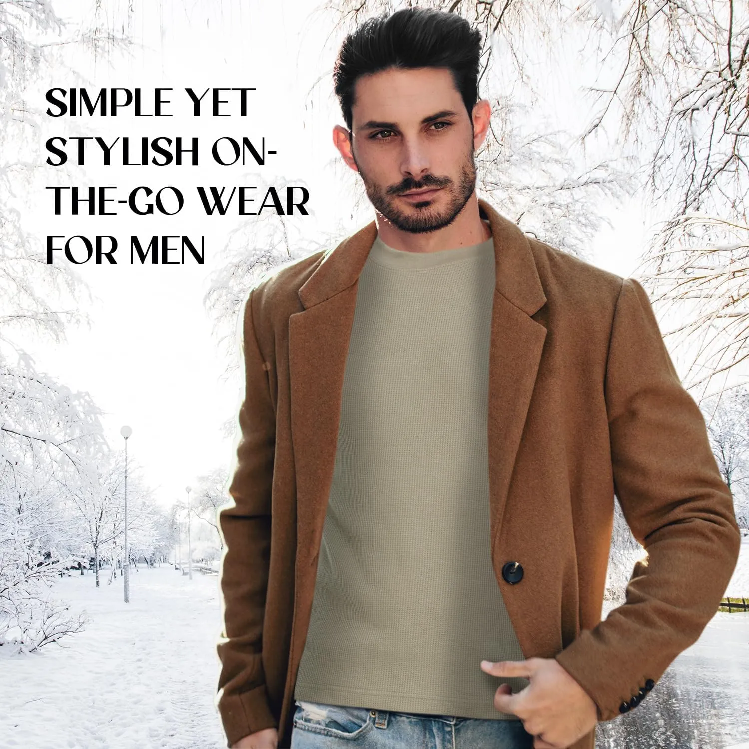 JMR Mens Heavyweight Waffle Thermal Shirt - 100% Cotton Long Sleeve - Wear as Base Layer or Standalone - Warm & Breathable