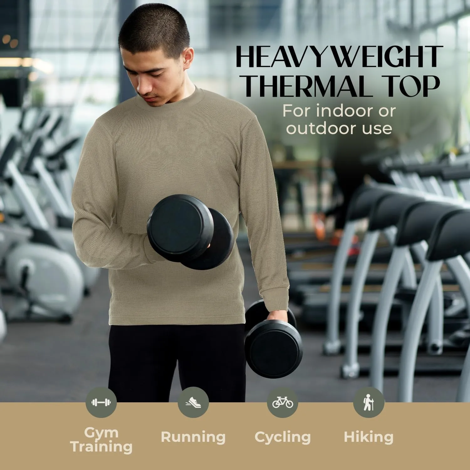 JMR Mens Heavyweight Waffle Thermal Shirt - 100% Cotton Long Sleeve - Wear as Base Layer or Standalone - Warm & Breathable
