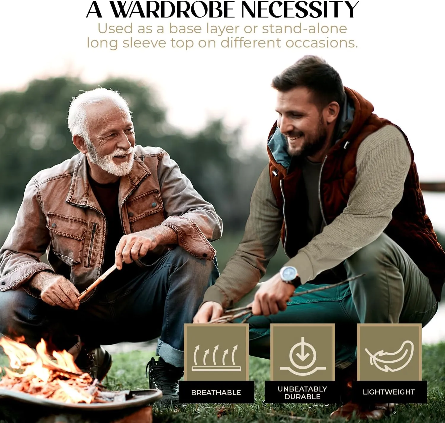 JMR Mens Heavyweight Waffle Thermal Shirt - 100% Cotton Long Sleeve - Wear as Base Layer or Standalone - Warm & Breathable