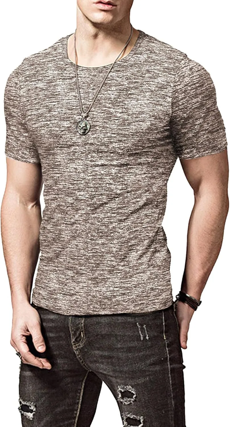 KUYIGO Mens Active T Shirts Sports Running Shirt Gym Workout Quick Dry Crew Neck Printing Tee Tops