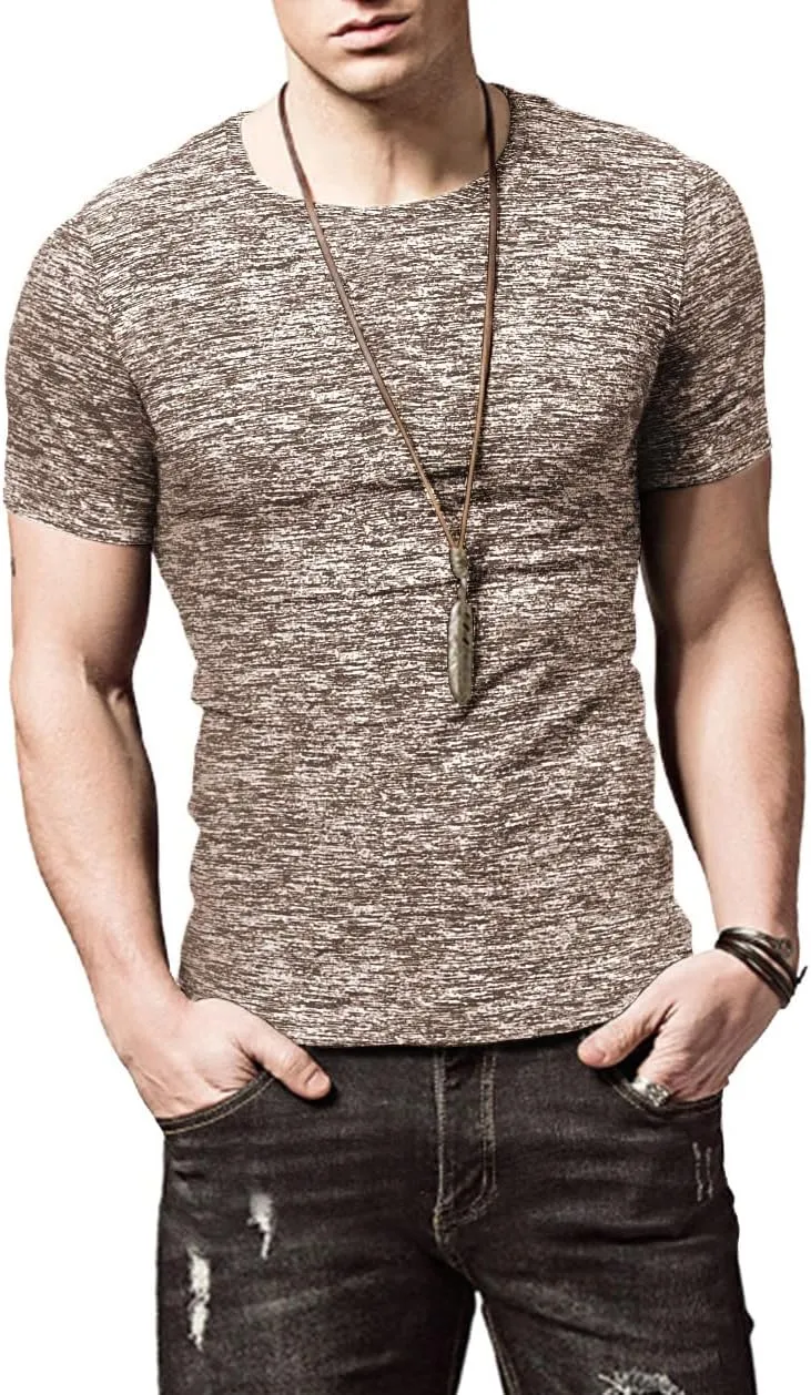 KUYIGO Mens Active T Shirts Sports Running Shirt Gym Workout Quick Dry Crew Neck Printing Tee Tops