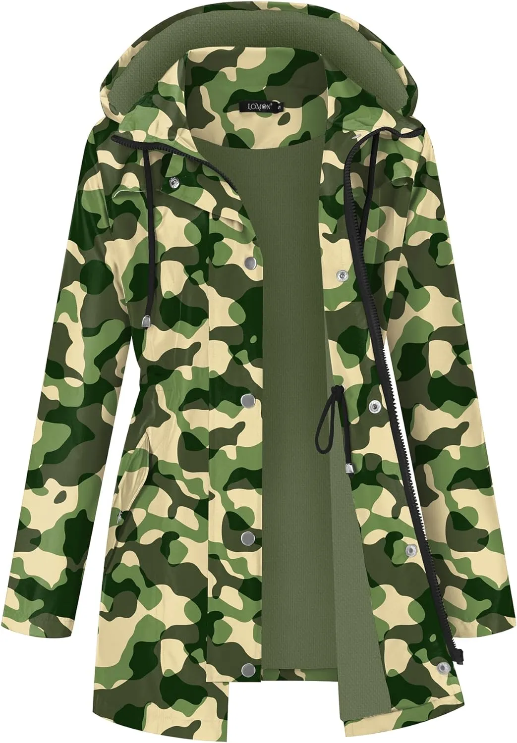 LOMON Women Waterproof Outdoor Hiking Raincoat Women Lined Rain Jacket Lightweight Hooded Jackets Trench Coats