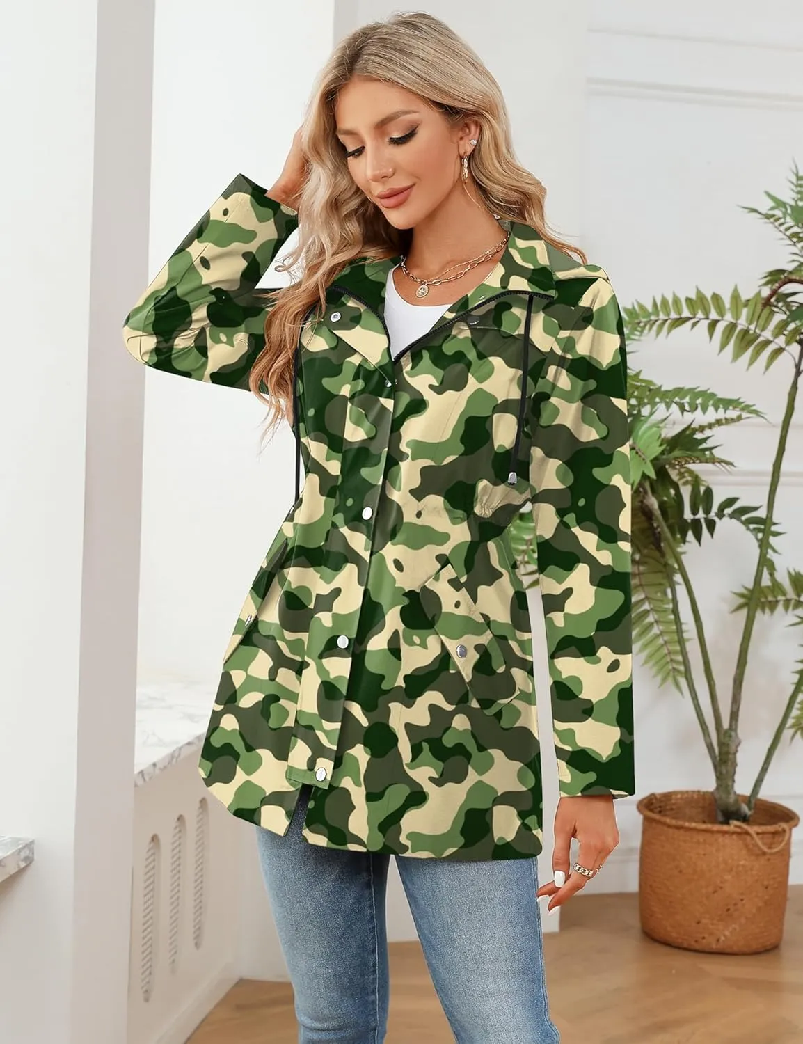 LOMON Women Waterproof Outdoor Hiking Raincoat Women Lined Rain Jacket Lightweight Hooded Jackets Trench Coats