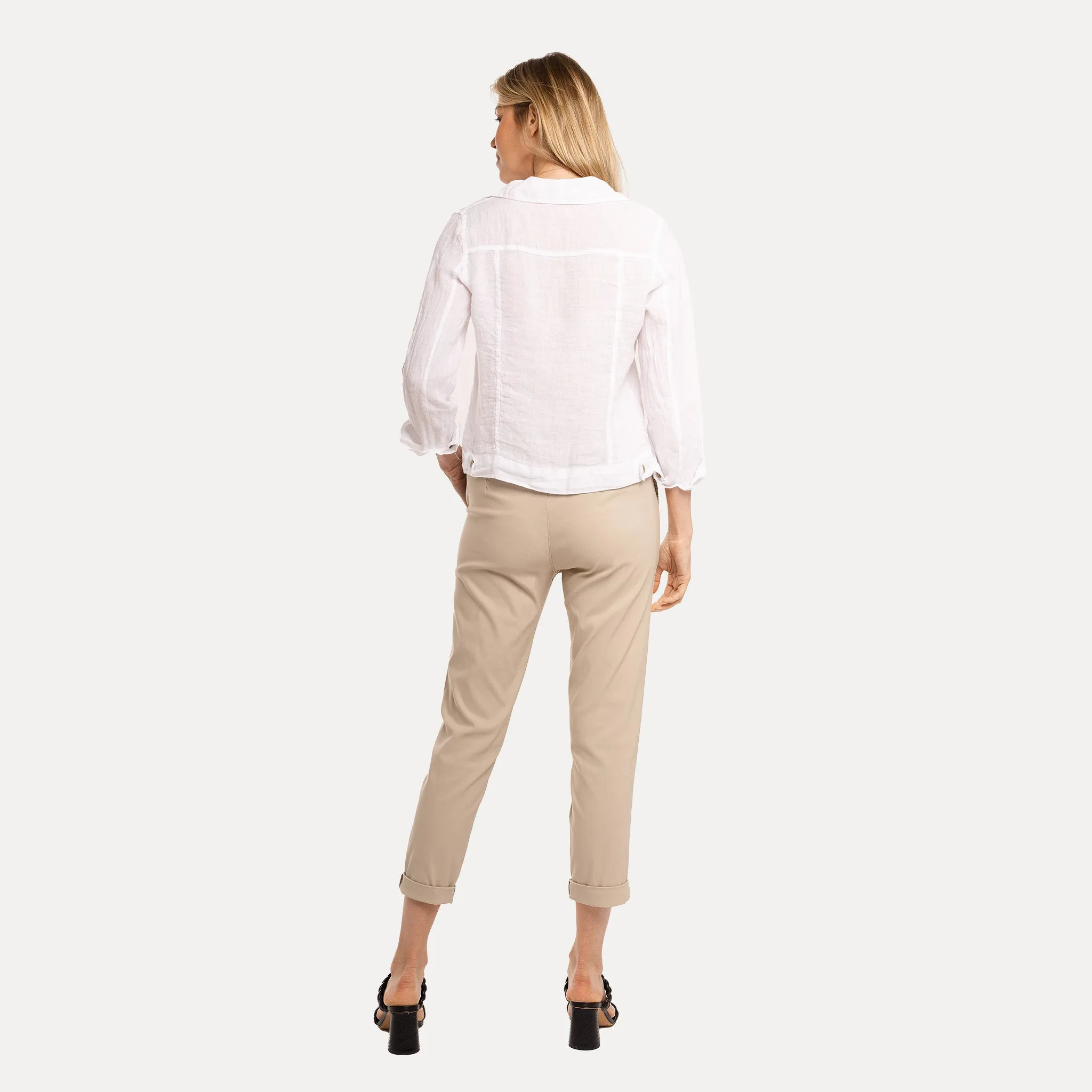 M Made in Italy  Women's Woven Long Sleeve Jacket