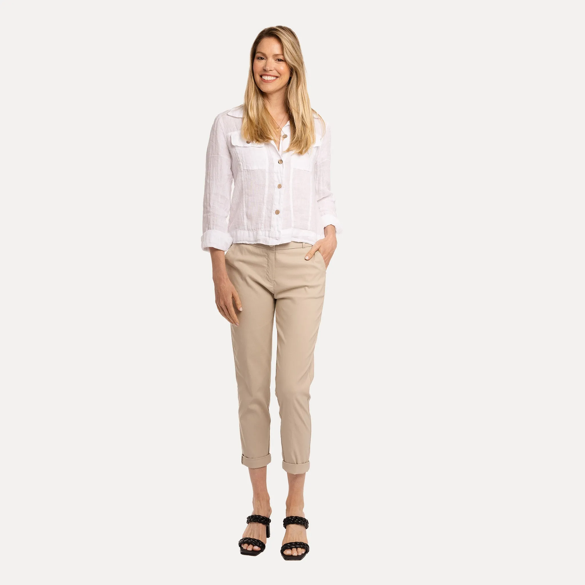 M Made in Italy  Women's Woven Long Sleeve Jacket