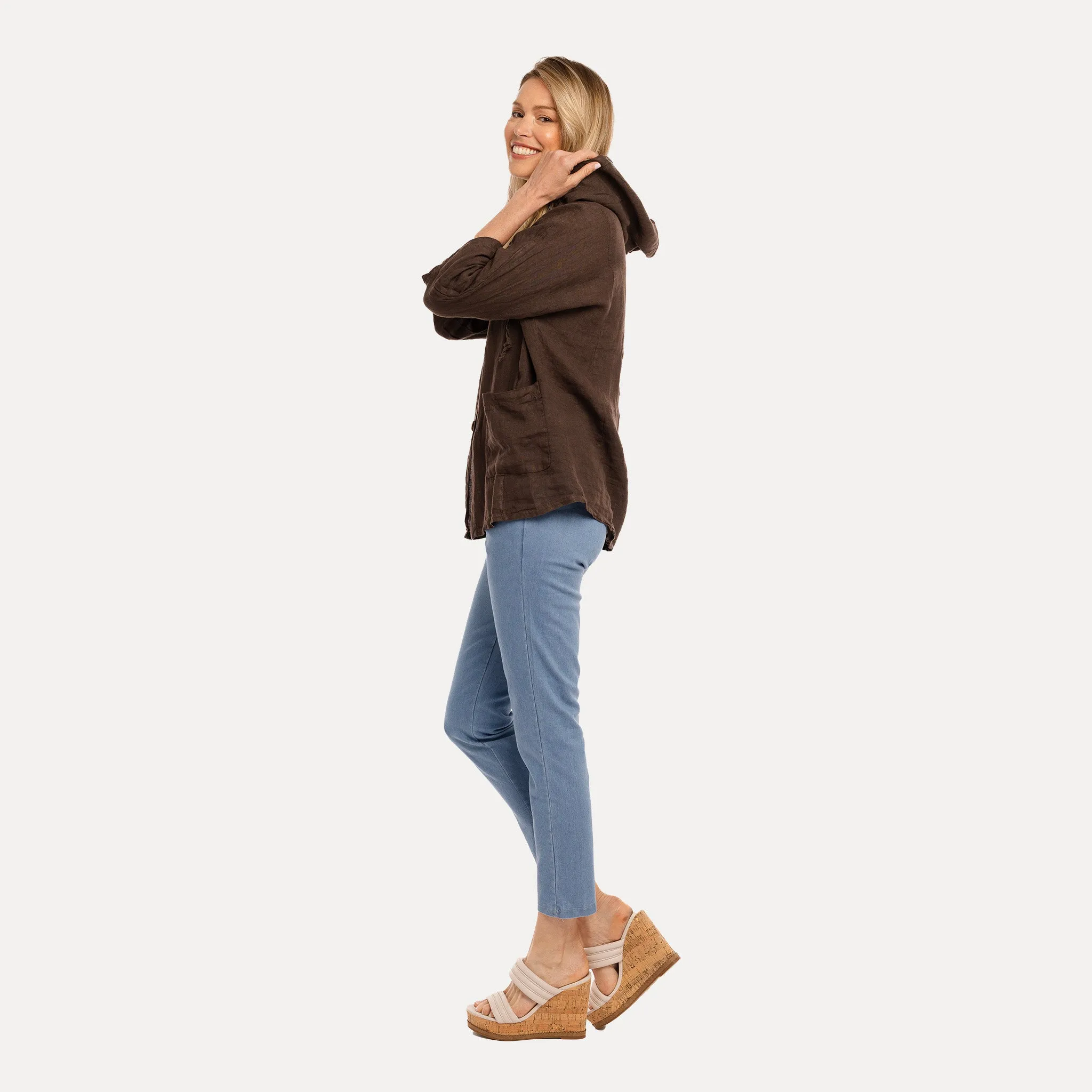 M Made in Italy  Women's Woven Three-Quarter Sleeve Jacket