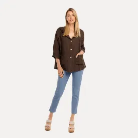 M Made in Italy  Women's Woven Three-Quarter Sleeve Jacket