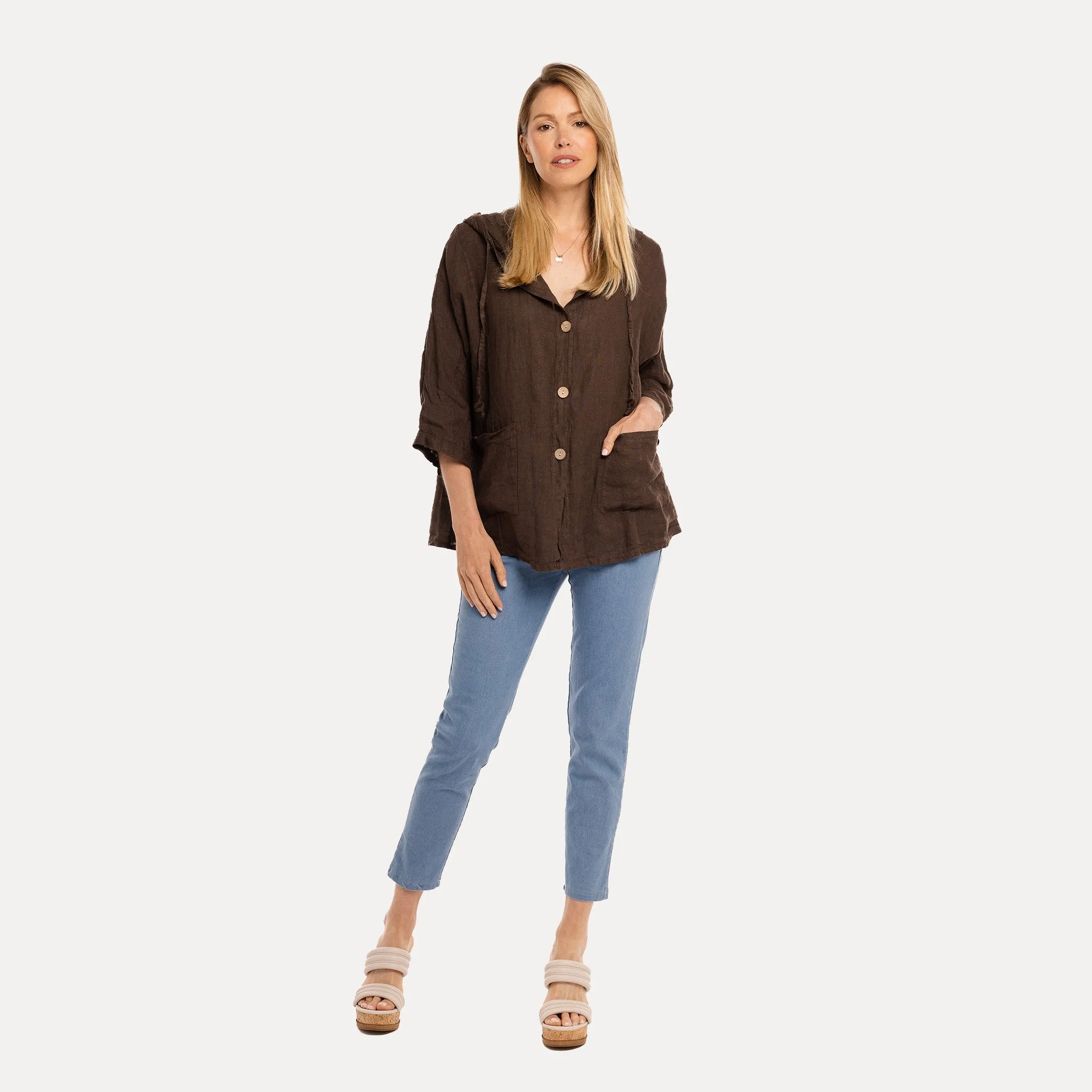 M Made in Italy  Women's Woven Three-Quarter Sleeve Jacket