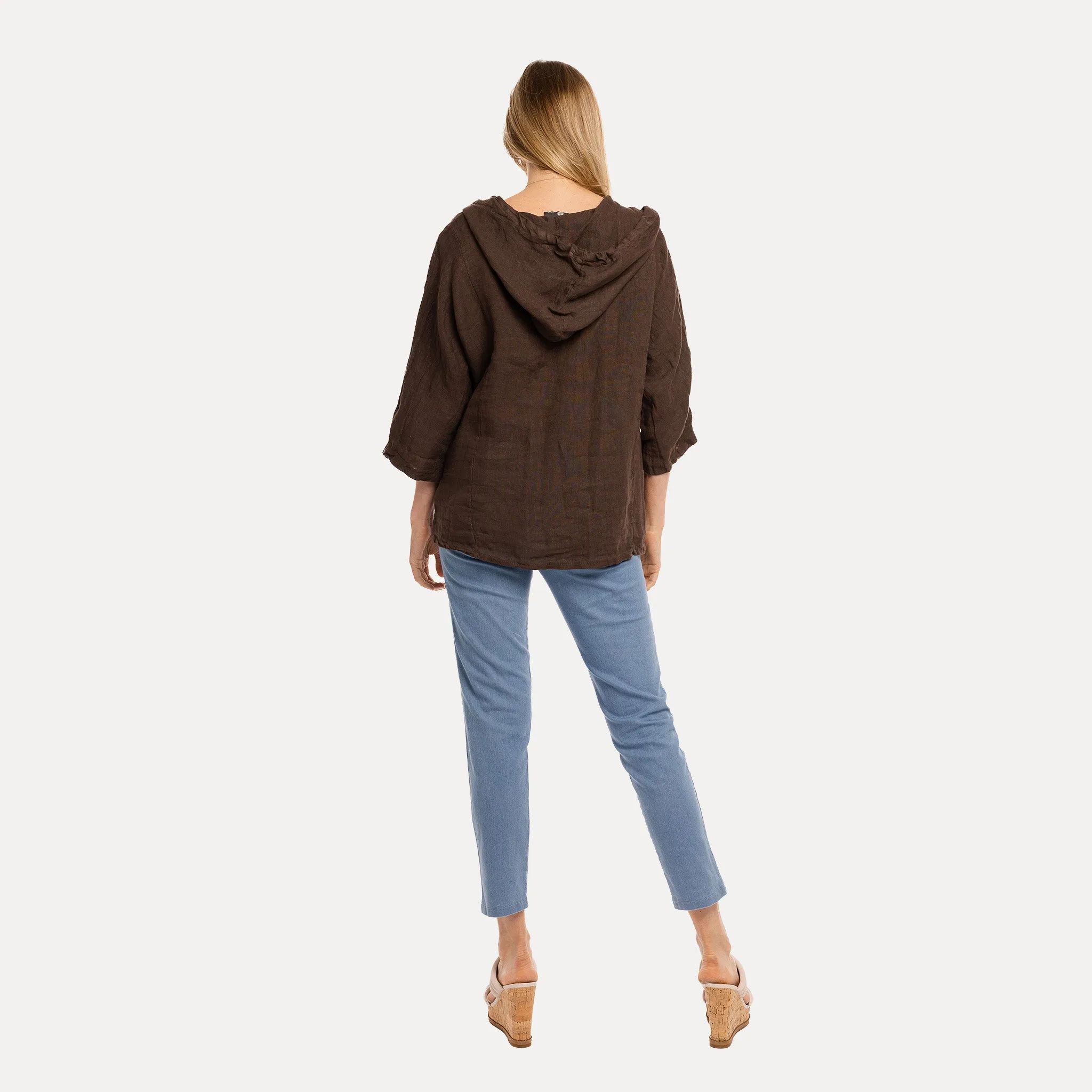 M Made in Italy  Women's Woven Three-Quarter Sleeve Jacket