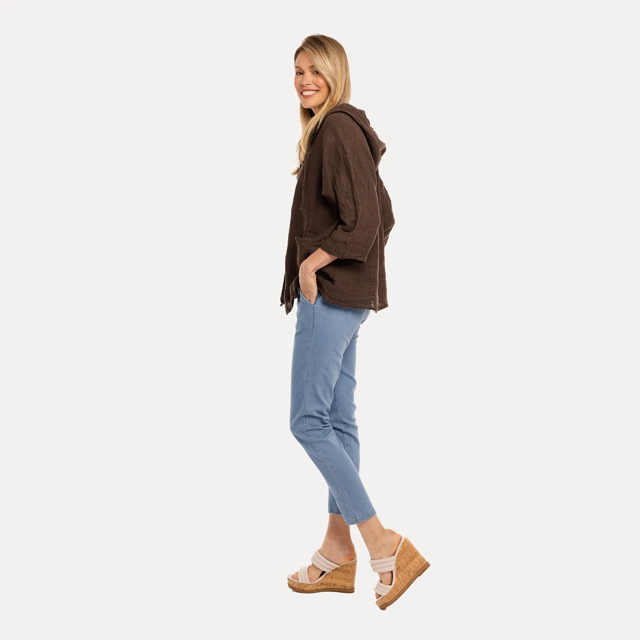 M Made in Italy  Women's Woven Three-Quarter Sleeve Jacket
